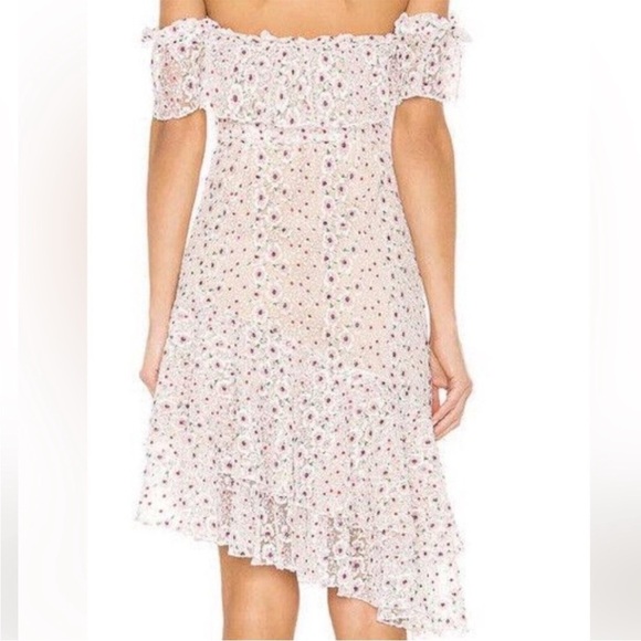 Tularosa Juno Off the Shoulder Dress Asymmetrical Floral Embroidered Lace XS - Picture 7 of 9